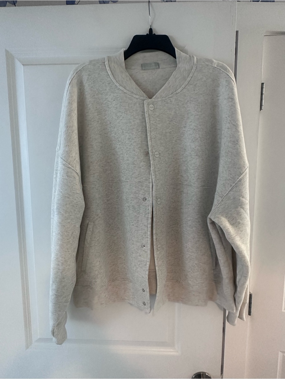 Nuuds Light Gray Snap-Front Sweatshirt Jacket